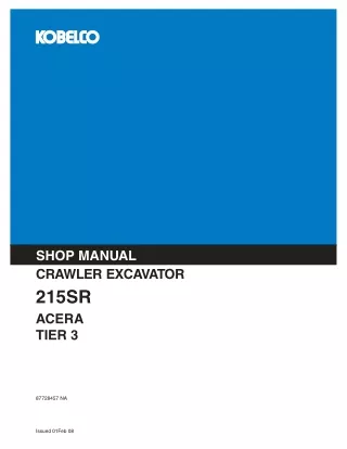 KOBELCO 215SR ACERA TIER 3 CRAWLER EXCAVATOR Service Repair Manual