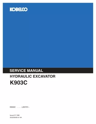 KOBELCO K903C HYDRAULIC EXCAVATOR Service Repair Manual