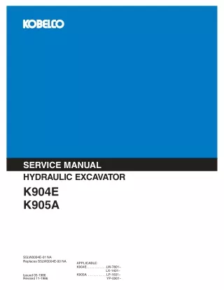 KOBELCO K904E Hydraulic Excavator Service Repair Manual