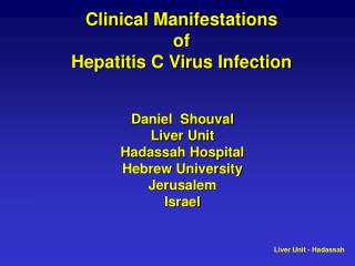 Clinical Manifestations of Hepatitis C Virus Infection