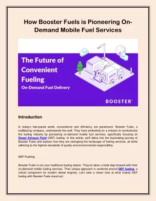 How Booster Fuels is Pioneering On-Demand Mobile Fuel Services