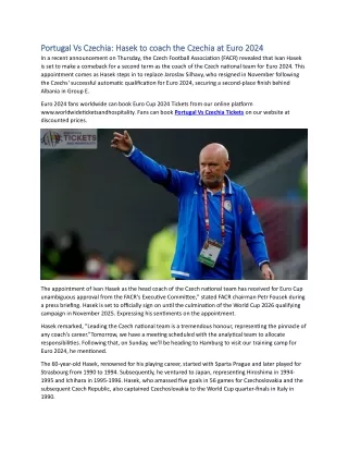 Portugal Vs Czechia Hasek to coach the Czechia at Euro 2024