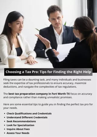 Choosing a Tax Pro: Tips for Finding the Right Help