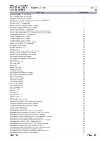 Massey Ferguson MF 364 V TRACTOR, - 300694 Parts Catalogue Manual