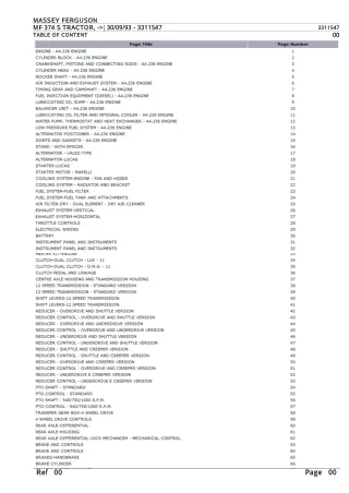 Massey Ferguson MF 374 S TRACTOR, - 300993 Parts Catalogue Manual