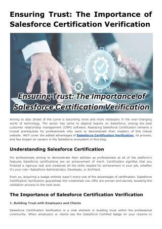 Ensuring Trust: The Importance of Salesforce Certification Verification