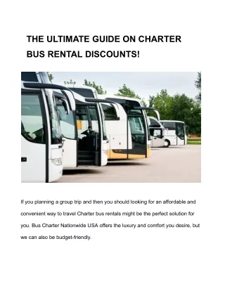 THE ULTIMATE GUIDE ON CHARTER BUS RENTAL DISCOUNTS