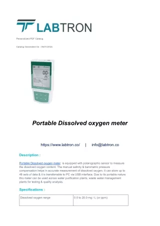 Portable Dissolved oxygen meter