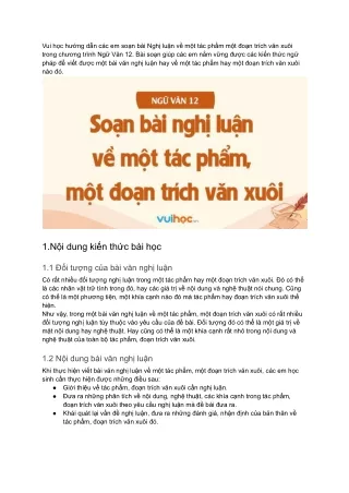 PDF - Soạn bài nghị luận về một tác phẩm, một đoạn trích văn xuôi