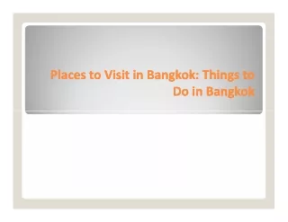 Places to Visit in Bangkok