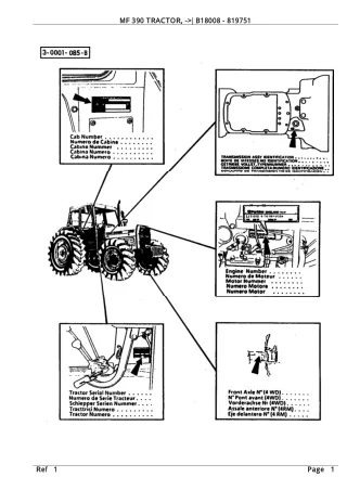 Massey Ferguson MF 390 TRACTOR, - B18008 Parts Catalogue Manual