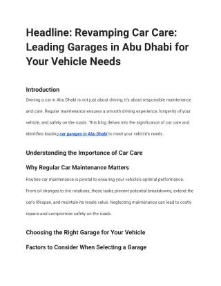 Headline_ Revamping Car Care_ Leading Garages in Abu Dhabi for Your Vehicle Needs