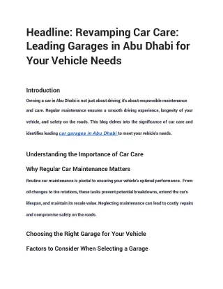 Headline_ Revamping Car Care_ Leading Garages in Abu Dhabi for Your Vehicle Needs