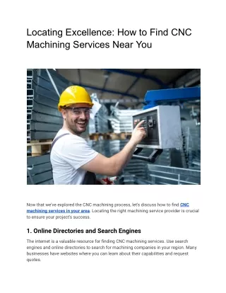 Locating Excellence: How to Find CNC Machining Services Near You