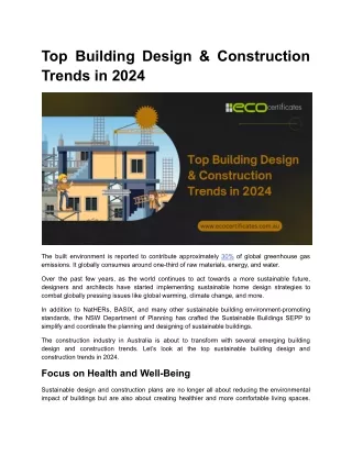 Top Building Design & Construction Trends in 2024