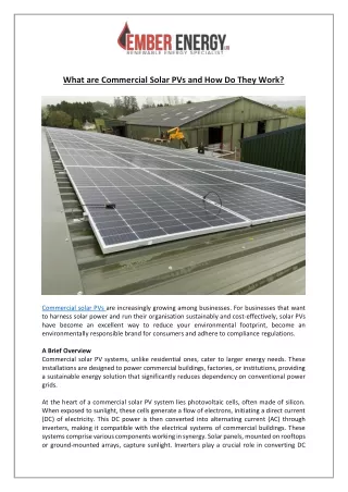 Commercial Solar PVs | Benefits & Installation Guide | Ember Energy