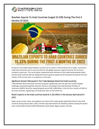 6-Brazilian Exports To Arab Countries Surged 10.33% During The First 4 Months Of 2023