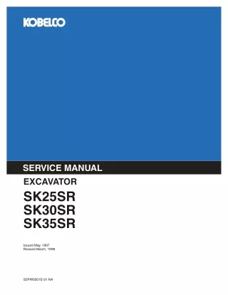 KOBELCO SK25SR EXCAVATOR Service Repair Manual SNPV10001 and up