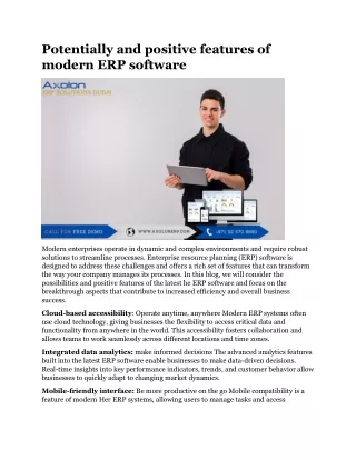 Potentially and positive features of modern ERP software