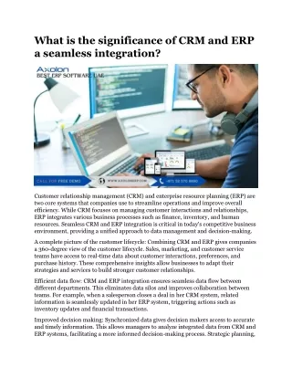 What is the significance of CRM and ERP a seamless integration