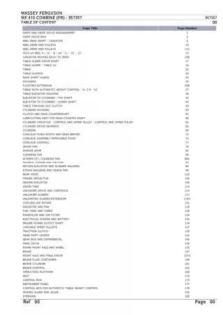 Massey Ferguson MF 410 COMBINE (FR) Parts Catalogue Manual