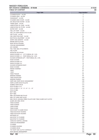 Massey Ferguson MF 410 COMBINES Parts Catalogue Manual