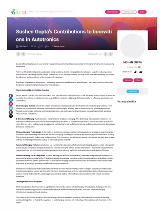 Sushen Gupta's Contributions to Innovations in Autotronics