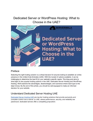 Dedicated Server or WordPress Hosting_ What to Choose in the UAE