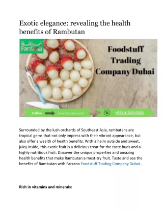 Exotic elegance: revealing the health benefits of Rambutan