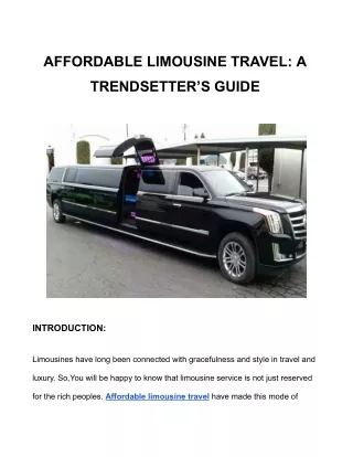 AFFORDABLE LIMOUSINE TRAVEL_ A TRENDSETTER’S GUIDE