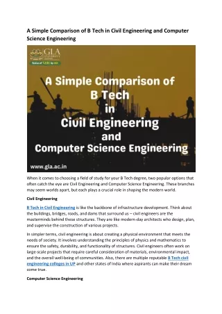 A Simple Comparison of B Tech in Civil Engineering and Computer Science Engineering