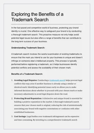 Exploring the Benefits of a Trademark Search