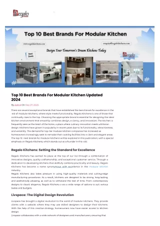 Top 10 Finest Brands For Modular Kitchen Updated 2024