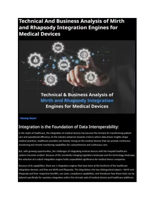 Technical And Business Analysis of Mirth and Rhapsody Integration Engines for Medical Devices