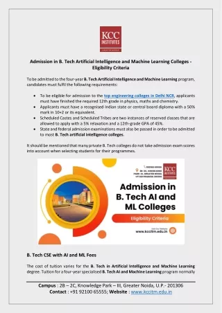 Admission in B. Tech in AI and ML Colleges