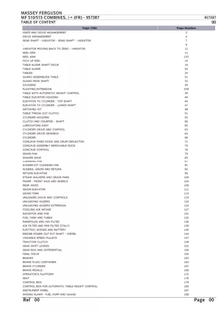 Massey Ferguson MF 515 COMBINES (FR) Parts Catalogue Manual