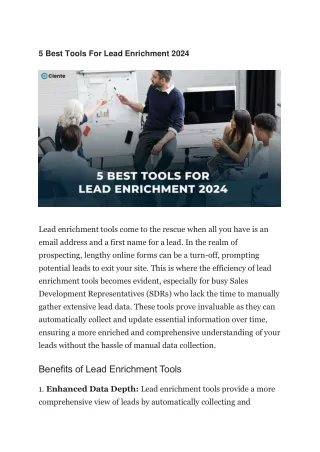 5 Best Tools For Lead Enrichment 2024