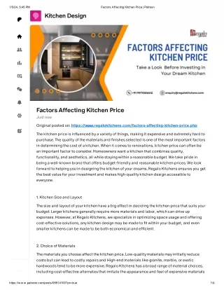 Factors Affecting Kitchen Price