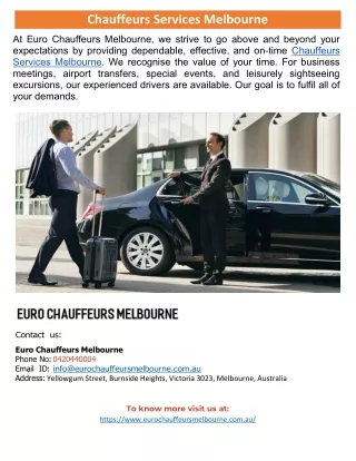 Chauffeurs Services Melbourne