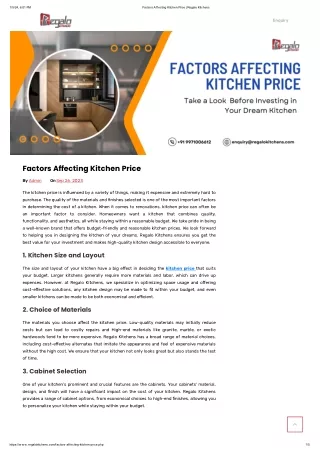 Factors Affecting Kitchen Price