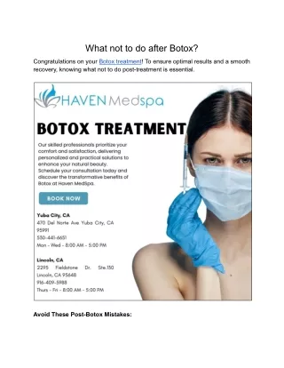 What not to do after Botox?