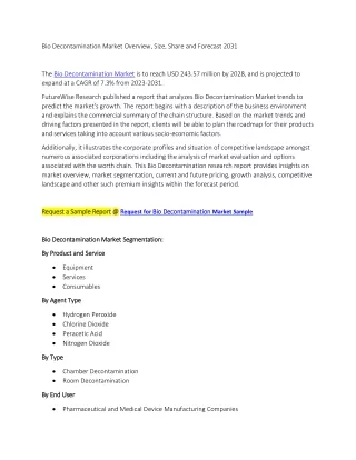 Bio Decontamination Market