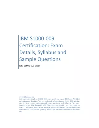 IBM S1000-009 Certification: Exam Details, Syllabus and Sample Questions