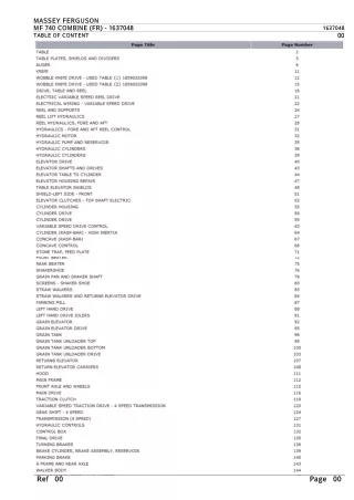 Massey Ferguson MF 740 COMBINE (FR) Parts Catalogue Manual