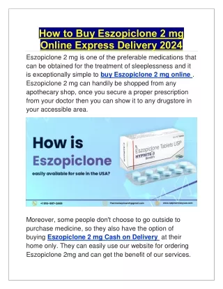 How to Buy Eszopiclone 2 mg Online Express Delivery 2024