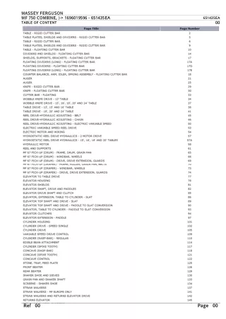 Massey Ferguson MF 750 COMBINE (- 1696019596) Parts Catalogue Manual