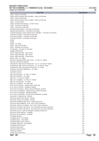 Massey Ferguson MF 760 COMBINE, - 1746009413 (US) Parts Catalogue Manual