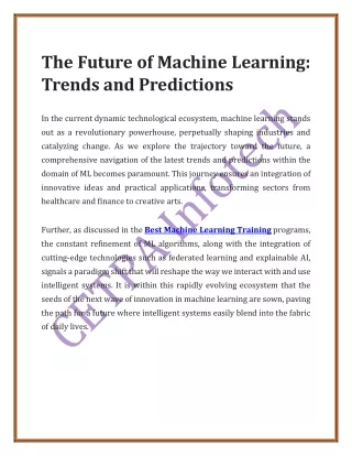 The Future of Machine Learning