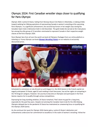 Olympic 2024 First Canadian wrestler steps closer to qualifying for Paris Olympic