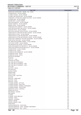 Massey Ferguson MF 810 COMBINES Parts Catalogue Manual